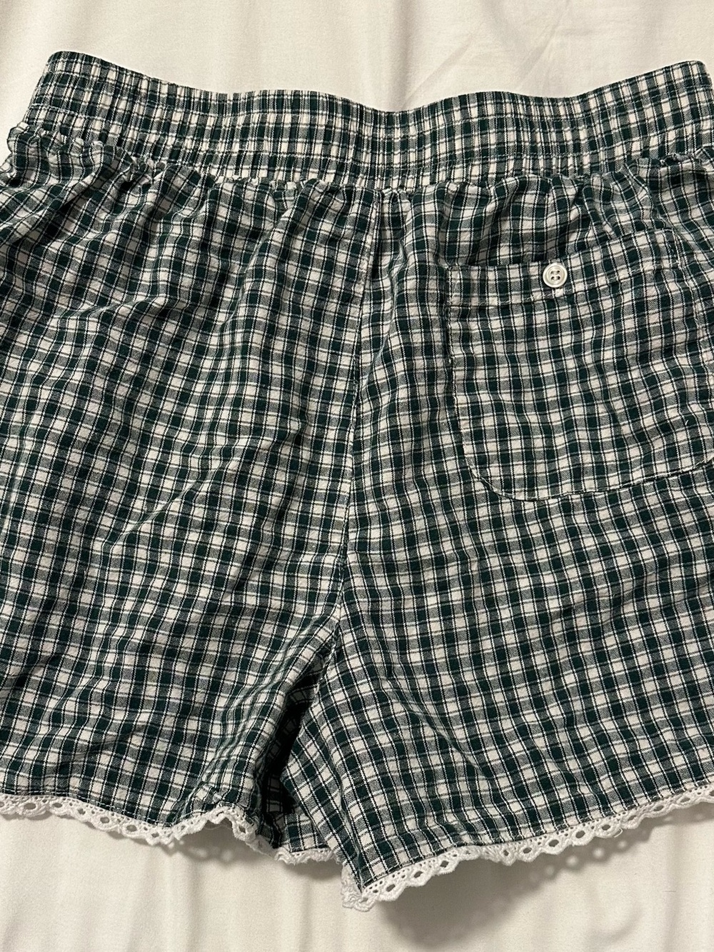 Things Between Lacey Gingham Boxer Shorts Green Women's Size S - Picture 3 of 6